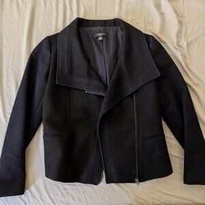 Ann Taylor Felted Wool Moto Jacket (00P, Navy/Black)